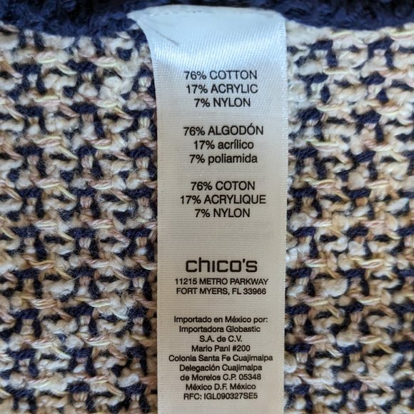 Chico’s cardigan wrap (no buttons) navy/cream Sz 1 (S) - Picture 9 of 9